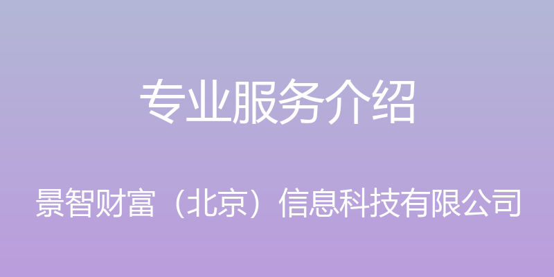 专业服务介绍 - 景智财富（北京）信息科技有限公司